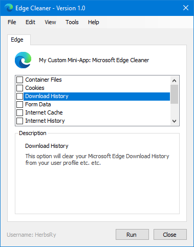 Mini-App Example: Microsoft Edge Cleaner